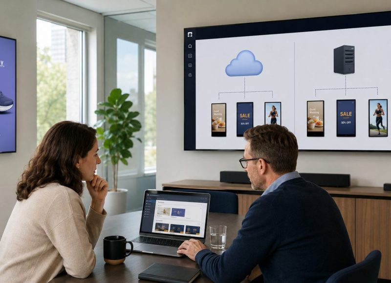 Affichage dynamique cloud vs on-premise | Guide 2026 - affichage dynamique cloud vs on premise